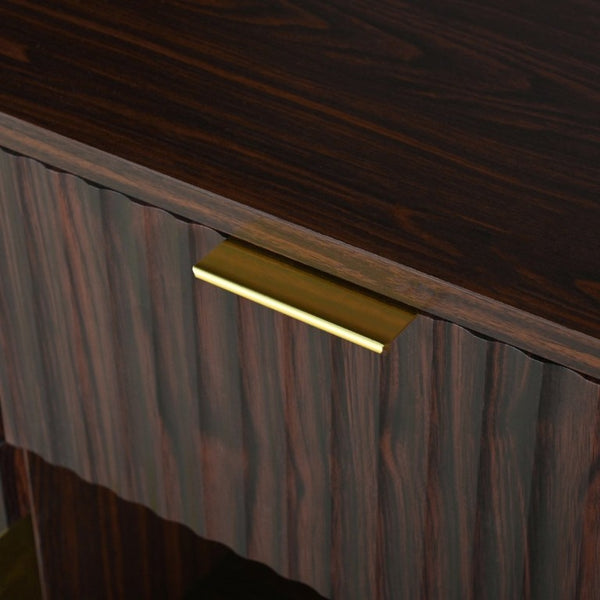 English Elm U_style 72 Inch Freestanding Bar Cabinet with App LED Lighting and Wine Storage Reddish-Brown WY000488AAD