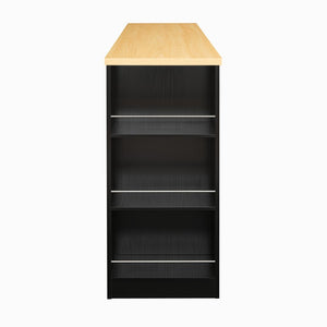 English Elm U_style Rolling Bar Cabinet with LED Lighting Extendable Top and Built in Wine Storage WY000489AAB