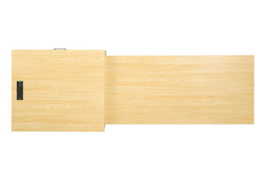 English Elm U_style Farmhouse Counter Cabinet with Extendable Top Wine Rack and Built-In Power Outlet WY000490AAK