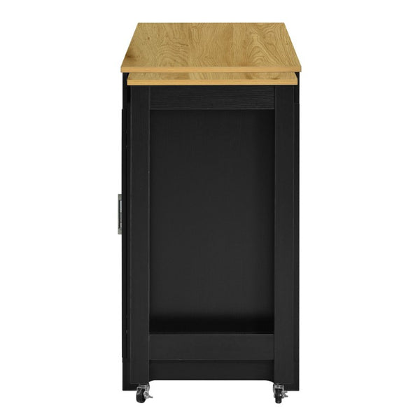 English Elm U_style Extendable Counter Bar Cabinet with Wine Rack Stemware Holder and Storage Drawer WY000492AAB
