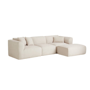 English Elm U_style Cut Velvet 4 Seater Sofa with Piped Trim Detachable Ottoman and Throw Pillows WY000494AAA
