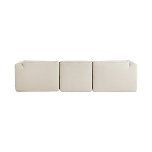 English Elm U_style Cut Velvet 4 Seater Sofa with Piped Trim Detachable Ottoman and Throw Pillows WY000494AAA