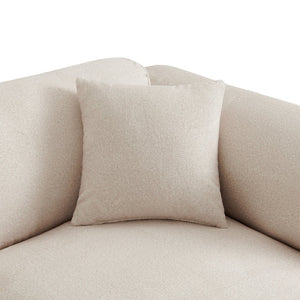 English Elm U_style Cut Velvet 4 Seater Sofa with Piped Trim Detachable Ottoman and Throw Pillows WY000494AAA
