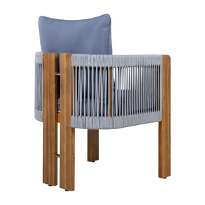English Elm U_style Solid Acacia Wood Outdoor Dining Set Rope Woven Chairs Farmhouse Patio for 4 WY000496AAE
