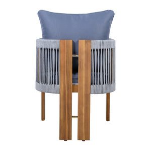 English Elm U_style Solid Acacia Wood Outdoor Dining Set Rope Woven Chairs Farmhouse Patio for 4 WY000496AAE
