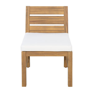 English Elm U_style Farmhouse Acacia Wood Outdoor Dining Set Seats Four with Cushioned Chairs Beige/Natural WY000497AAA