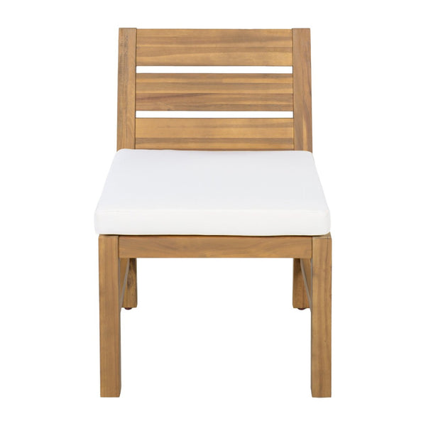 English Elm U_style Farmhouse Acacia Wood Outdoor Dining Set Seats Four with Cushioned Chairs Beige/Natural WY000497AAA