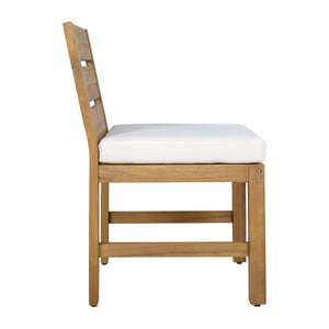 English Elm U_style Farmhouse Acacia Wood Outdoor Dining Set Seats Four with Cushioned Chairs Beige/Natural WY000497AAA