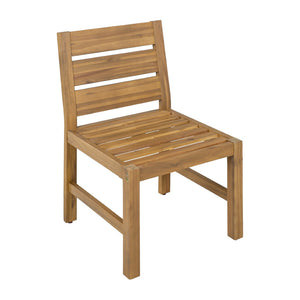 English Elm U_style Farmhouse Acacia Wood Outdoor Dining Set Seats Four with Cushioned Chairs Beige/Natural WY000497AAA