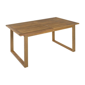 English Elm U_style Farmhouse Acacia Wood Outdoor Dining Set Seats Four with Cushioned Chairs Beige/Natural WY000497AAA
