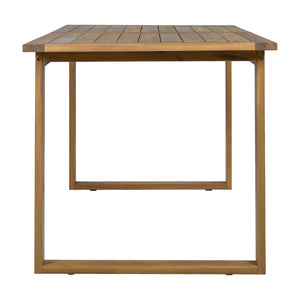 English Elm U_style Farmhouse Acacia Wood Outdoor Dining Set Seats Four with Cushioned Chairs Beige/Natural WY000497AAA