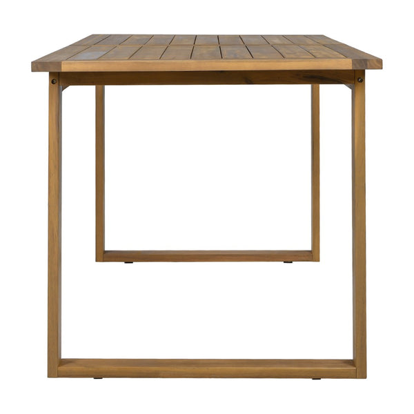 English Elm U_style Farmhouse Acacia Wood Outdoor Dining Set Seats Four with Cushioned Chairs Beige/Natural WY000497AAA