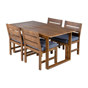 English Elm U_style Farmhouse Acacia Wood Outdoor Dining Set Seats Four with Cushioned Chairs Brown/Gray WY000497AAE