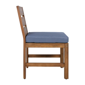 English Elm U_style Farmhouse Acacia Wood Outdoor Dining Set Seats Four with Cushioned Chairs Brown/Gray WY000497AAE