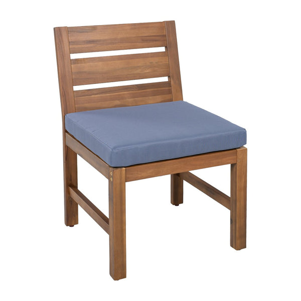 English Elm U_style Farmhouse Acacia Wood Outdoor Dining Set Seats Four with Cushioned Chairs Brown/Gray WY000497AAE
