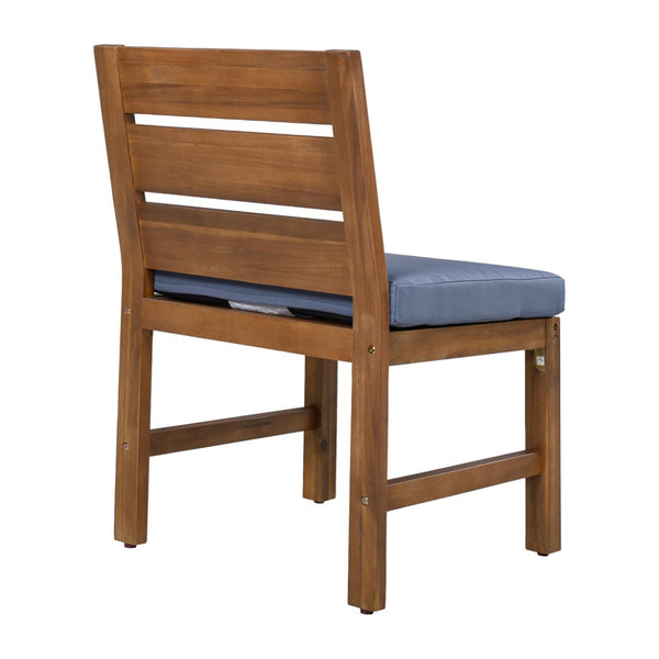 English Elm U_style Farmhouse Acacia Wood Outdoor Dining Set Seats Four with Cushioned Chairs Brown/Gray WY000497AAE