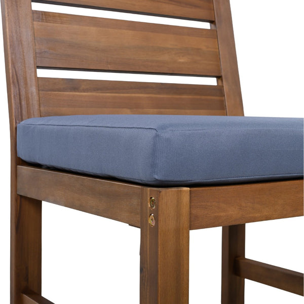English Elm U_style Farmhouse Acacia Wood Outdoor Dining Set Seats Four with Cushioned Chairs Brown/Gray WY000497AAE