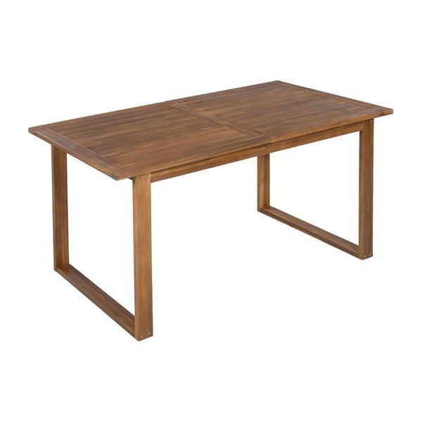 English Elm U_style Farmhouse Acacia Wood Outdoor Dining Set Seats Four with Cushioned Chairs Brown/Gray WY000497AAE