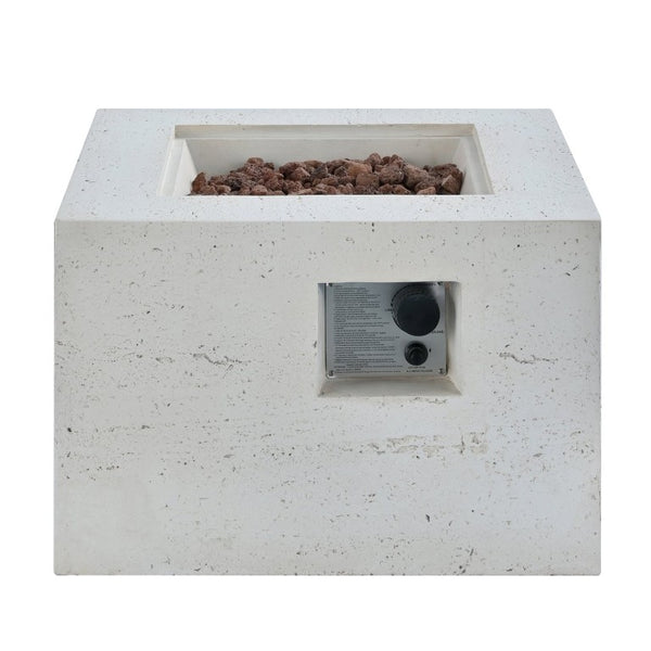 English Elm U_style Square MGO Propane Fire Pit Table Outdoor Patio Set with Lava Rocks Rain Cover WY000509AAA
