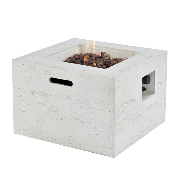 English Elm U_style Square MGO Propane Fire Pit Table Outdoor Patio Set with Lava Rocks Rain Cover WY000509AAA