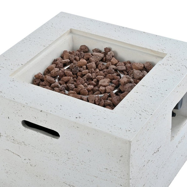 English Elm U_style Square MGO Propane Fire Pit Table Outdoor Patio Set with Lava Rocks Rain Cover WY000509AAA