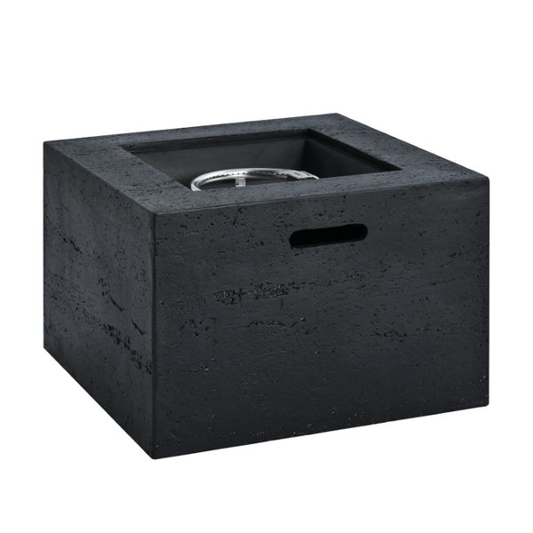 English Elm U_style Square MGO Propane Fire Pit Set with Steel Burner Lava Rocks and Tank Cover Table Black/Grey WY000509AAB