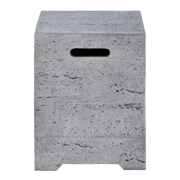 English Elm U_style Square MGO Propane Fire Pit Set with Steel Burner Lava Rocks and Tank Cover Table Black/Grey WY000509AAB