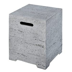 English Elm U_style Square MGO Propane Fire Pit Set with Steel Burner Lava Rocks and Tank Cover Table Black/Grey WY000509AAB