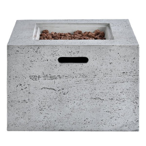 English Elm U_style Square MGO Propane Fire Pit Set with Steel Burner Lava Rocks and Tank Cover Table Light Grey WY000509AAE