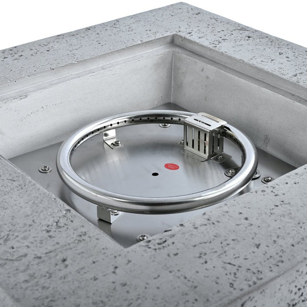 English Elm U_style Square MGO Propane Fire Pit Set with Steel Burner Lava Rocks and Tank Cover Table Light Grey WY000509AAE