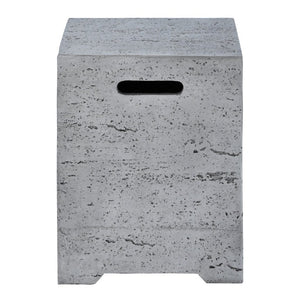 English Elm U_style Square MGO Propane Fire Pit Set with Steel Burner Lava Rocks and Tank Cover Table Light Grey WY000509AAE