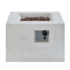 English Elm U_style Outdoor Propane Fire Pit Set MGO Stone Finish 50000 BTU with Tank Side Table 24.02" Square Beige, Grey WY000510AAA