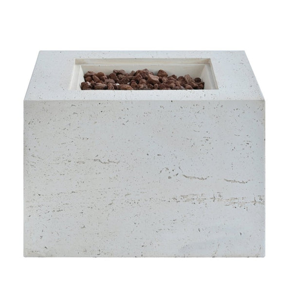 English Elm U_style Outdoor Propane Fire Pit Set MGO Stone Finish 50000 BTU with Tank Side Table 24.02" Square Beige, Grey WY000510AAA