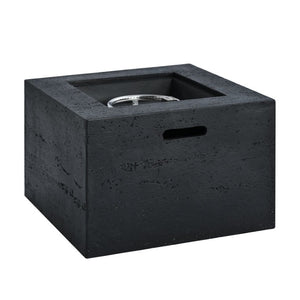 English Elm U_style Outdoor Propane Fire Pit Set MGO Stone Finish 50000 BTU with Tank Side Table 24.02" Square Black, Brown WY000510AAB