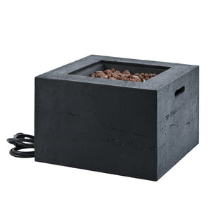 English Elm U_style Outdoor Propane Fire Pit Set MGO Stone Finish 50000 BTU with Tank Side Table 24.02" Square Black WY000511AAB