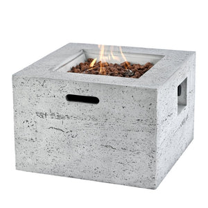 English Elm U_style Outdoor 2 Piece MGO Fire Pit Set with 40000 BTU Burner and Tank Cover Table WY000512AAE