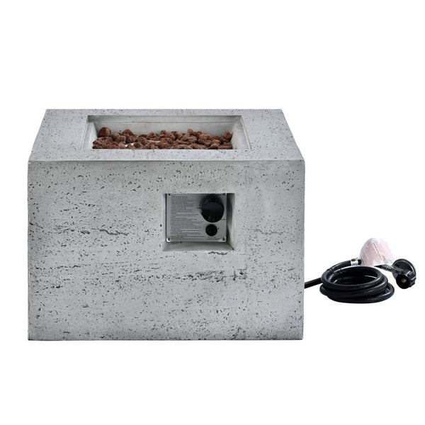 English Elm U_style Outdoor 2 Piece MGO Fire Pit Set with 40000 BTU Burner and Tank Cover Table WY000512AAE