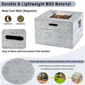 English Elm U_style Outdoor 2 Piece MGO Fire Pit Set with 40000 BTU Burner and Tank Cover Table WY000512AAE