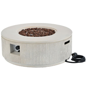 English Elm U_style 2 Piece Outdoor MGO Fire Pit Set with Propane Burner and Tank Side Table WY000518AAA