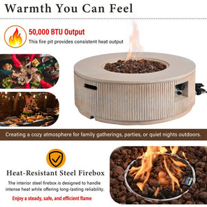 English Elm U_style 2 Piece Outdoor MGO Propane Fire Pit Set with 50000 BTU Steel Burner WY000518AAD