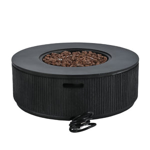 English Elm U_style Outdoor MGO Propane Fire Pit Set with Tank Side Table for Patio Living WY000518AAE