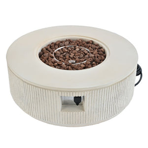 English Elm U_style Outdoor Propane Fire Pit Set MGO Round Table 50000 BTU Lava Rocks Included WY000519AAA