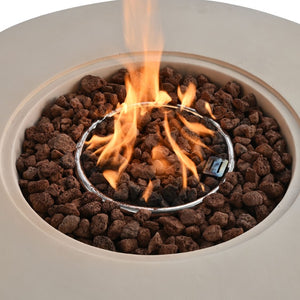English Elm U_style Outdoor Propane Fire Pit Set MGO Round Table 50000 BTU Lava Rocks Included WY000519AAA