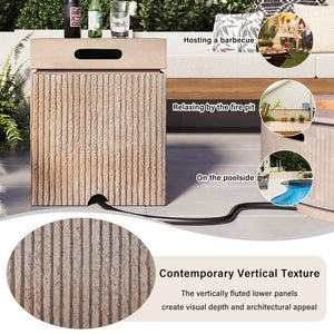 English Elm U_style Outdoor 2 Piece MGO Propane Fire Pit Set with Tank Cover Side Table WY000519AAD