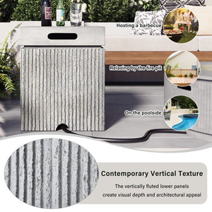 English Elm U_style Outdoor Propane Fire Pit Set MGO Stone Texture 50000 BTU with Tank Cover Table WY000521AAA