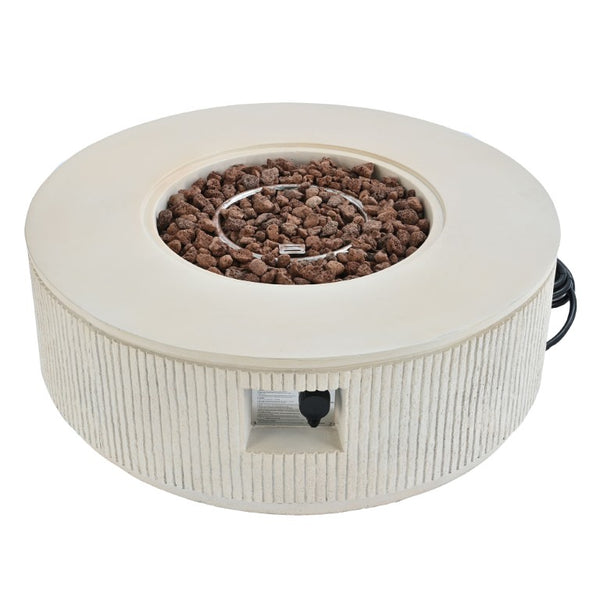 English Elm U_style Outdoor Propane Fire Pit Set MGO Stone Texture 50000 BTU with Tank Cover Table WY000521AAA
