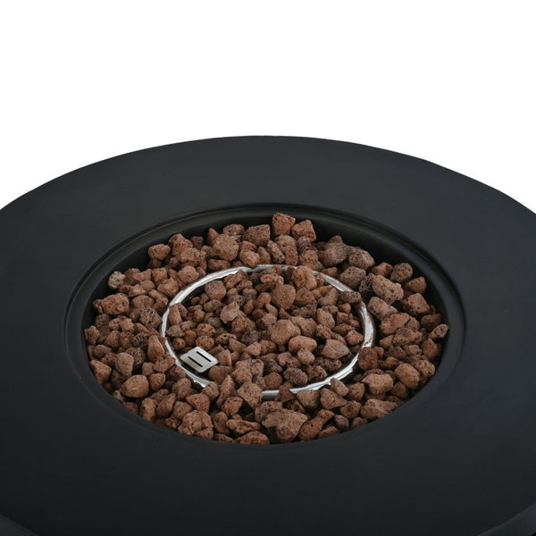 English Elm U_style 2 Piece Outdoor Propane Fire Pit Set with MGO Stone Finish and Tank Side Table WY000527AAB