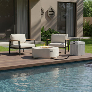 English Elm U_style Outdoor MGO Fire Pit Set with Faux Stone Finish and Propane Tank Cover Table WY000530AAA