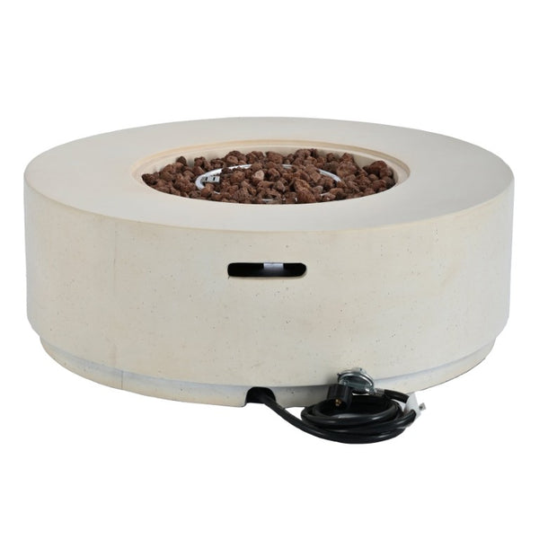 English Elm U_style Outdoor MGO Fire Pit Set with Faux Stone Finish and Propane Tank Cover Table WY000530AAA
