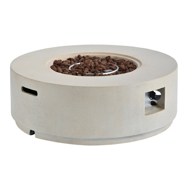English Elm U_style Outdoor MGO Fire Pit Set with Faux Stone Finish and Propane Tank Cover Table WY000530AAA
